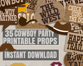 35 Old West party printables photo booth props, cowboy party, photobooth props for western themed party, old west theme, cowboy prop booth