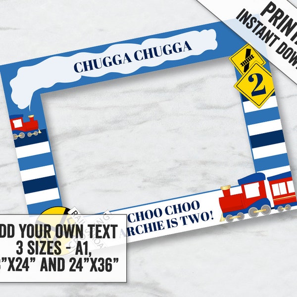 Train photobooth frame, Printable Train Party Selfie Frame, Add your own text Train party Photobooth frame, train party printables, TR1