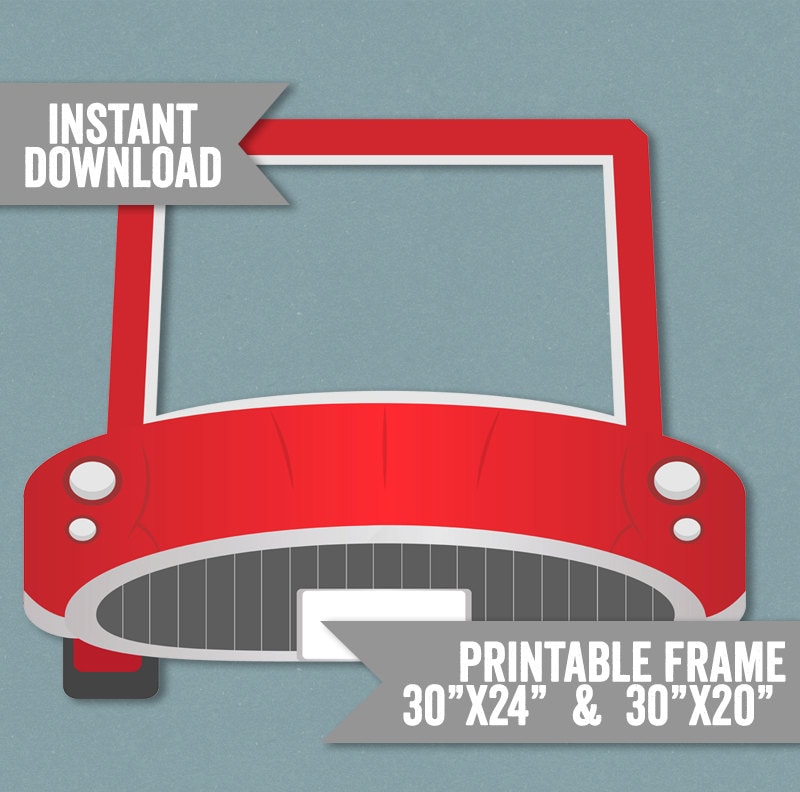 Car Frame Prop, Printable red car photo booth frame, kid's birthday party phootbooth frame, car prop printable, instant download