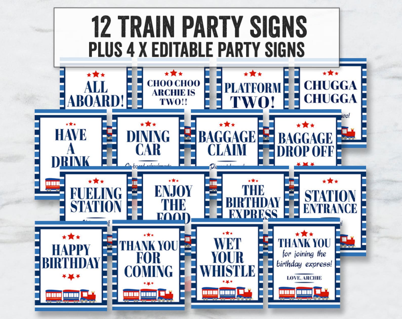 Printable Train Party Signs Editable Train Party Signs to Add - Etsy