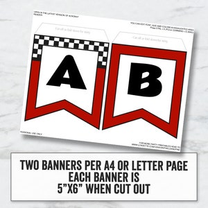 Printable Racing Red Banner, Editable Race Track Party Bunting, Any ...