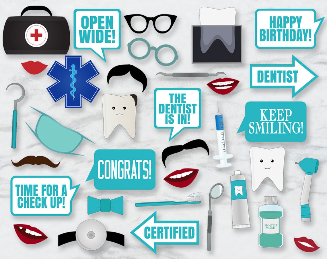 35 Dentist Themed Party Photo Booth Props Dentist Props Etsy UK