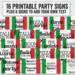 Italian Flag Party Signs, Printable Italian party signs, Editable pizza party signs, printable italy flag party decoration, IT1