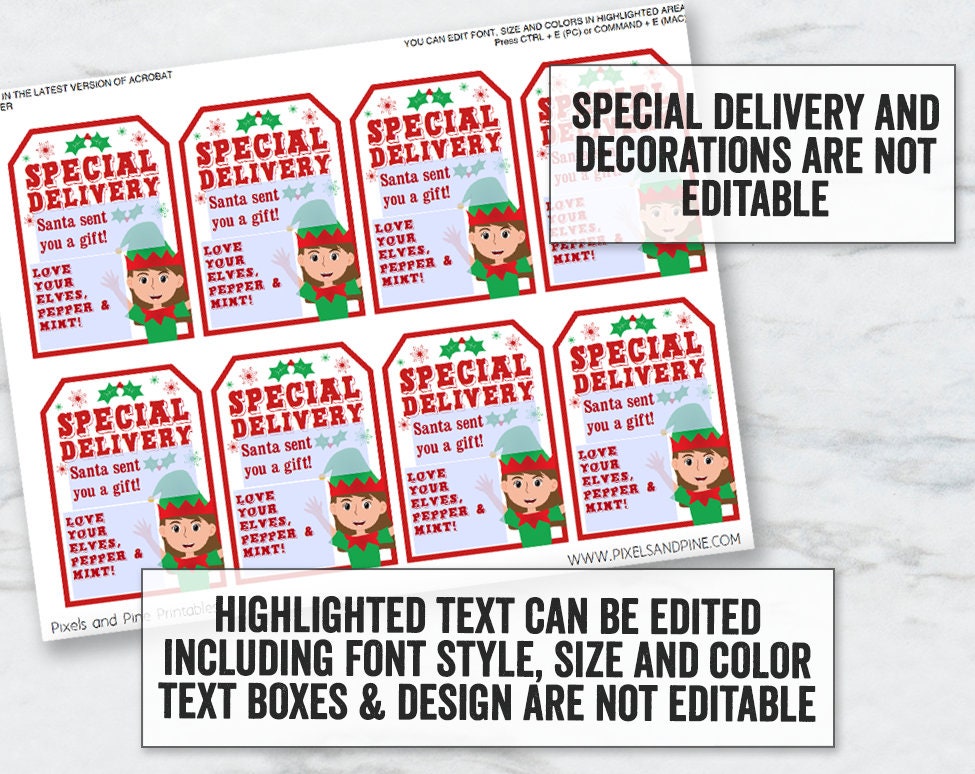 Editable Digital File - Elf Nice List Christmas Gift Tag - Printable –  Chevelly Designs