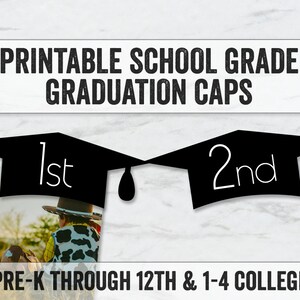 Printable Graduation Photo Milestone banner, Graduation cap bunting, Graduation party diy decor, Digital Downloadable Graduate Cap Photos