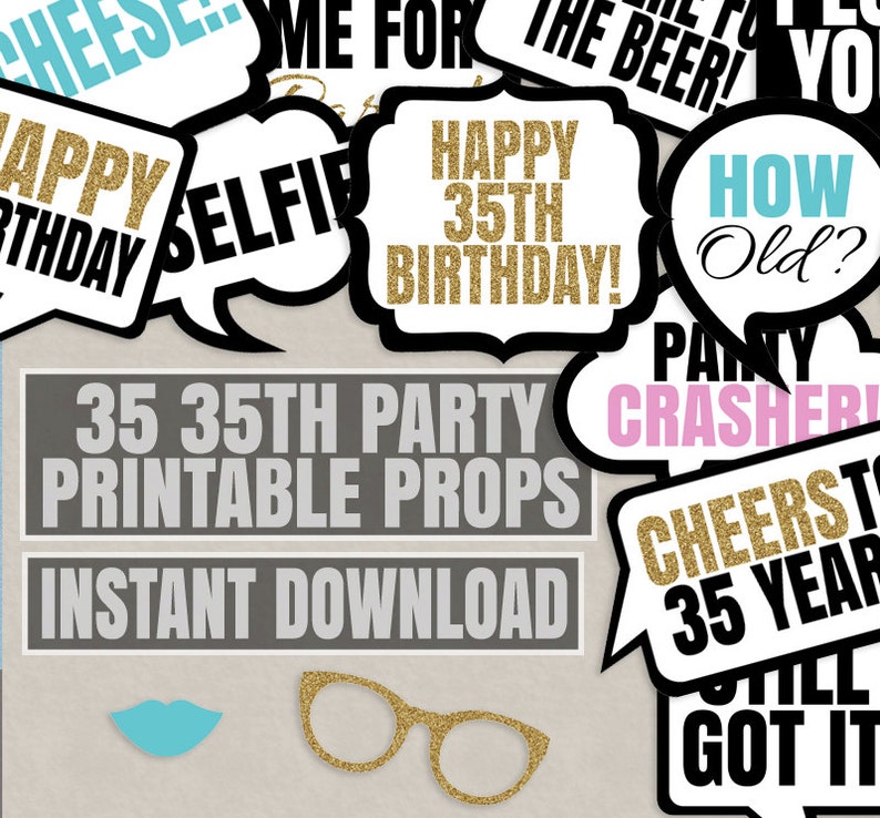 35 35th Birthday Photo Booth Printable Props Turning 35 Diy Etsy 35 35th Birthday Photo Booth Printable Props Turning 35 Diy Etsy