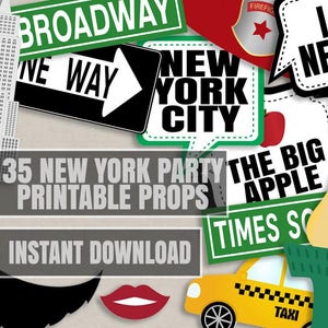 35 adereços para fotos em Nova York, adereços para cabine de fotos de festa em Nova York, adereços para festas I love ny, download instantâneo, adereços para festas em Nova York, adereços para selfies em Nova York