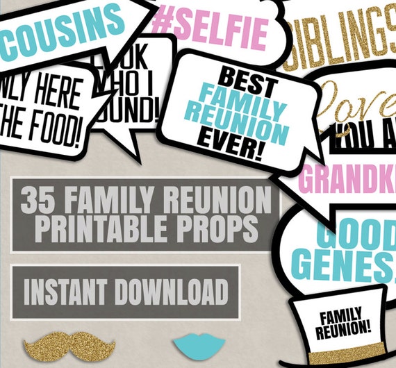 Family Party Photo Booth Props Family Reunion Party Photo Etsy