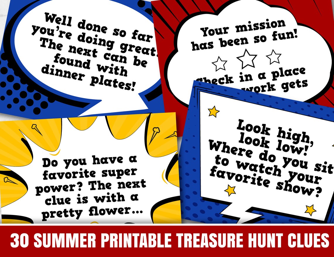 Superhero Treasure Hunt Printable Birthday Scavenger Hunt - Etsy