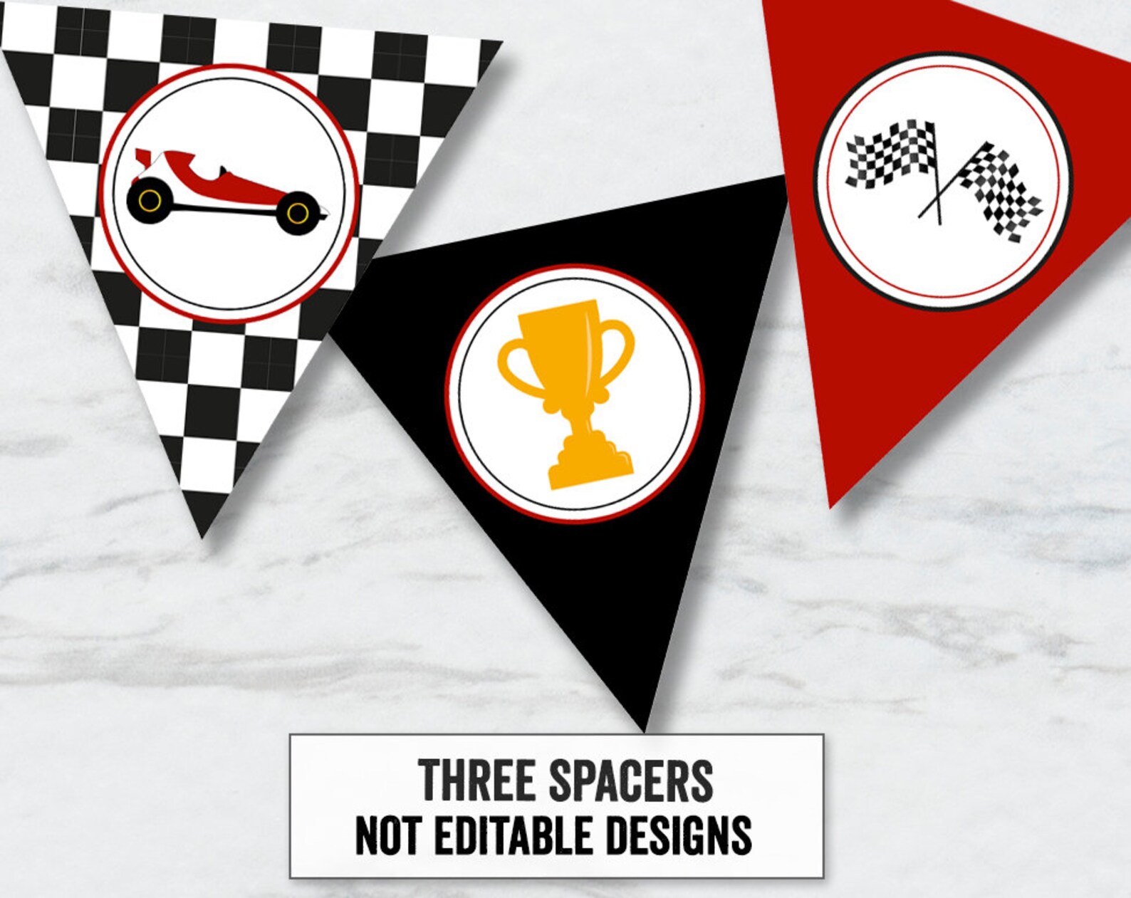 Editable Race Car Party Bunting Printable race car red | Etsy