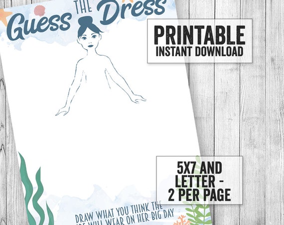 Beach Guess the Dress Bridal Shower Printable Game, Bridal Shower Beach Themed Game, Wedding Dress Game, Nautical Bridal Shower Game, W15 - Etsy Beach Guess the Dress Bridal Shower Printable Game, Bridal Shower Beach Themed Game, Wedding Dress Game, Nautical Bridal Shower Game, W15 - Etsy
