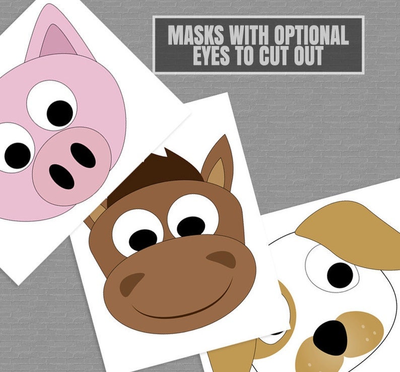 Farm Yard Animal Mask Printables 10 PDF Printables Kid's Etsy