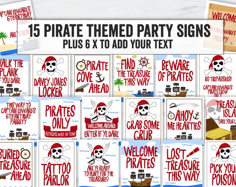 Printable Pirate Party Signs Printable Pirate Signs Editable - Etsy