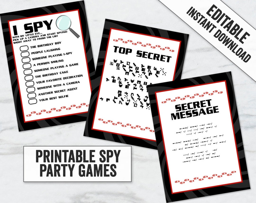 Editable Spy Games, Printable Spy Party Add Your Own Text, Printables ...