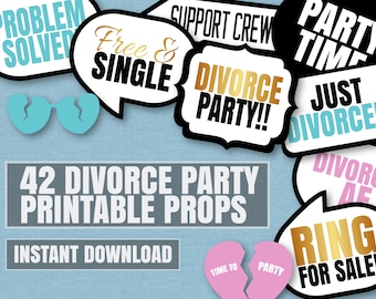 42 Divorce Party Printable props, divorce ceremony decor, just divorced party ideas props, instant download, celebrating divorce party