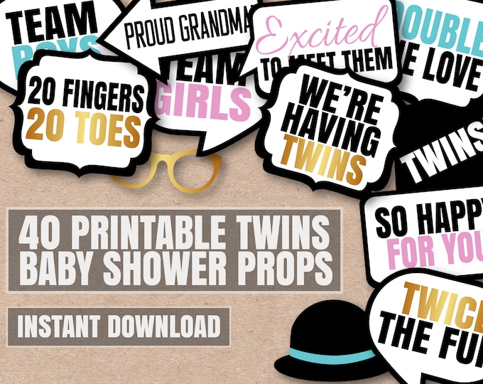 Baby Shower Photo Booth Props Printable Large 12 Page PDF DIY FUNNY ...