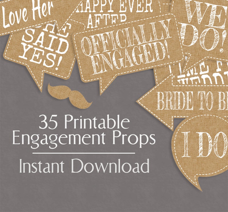 35 Rustic Engagement Photo Booth Prop Printables, Burlap Effect ...