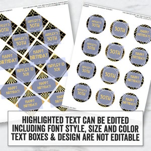 Printable Gatsby Cupcake Toppers and Wrapper Template, Editable 1920s ...