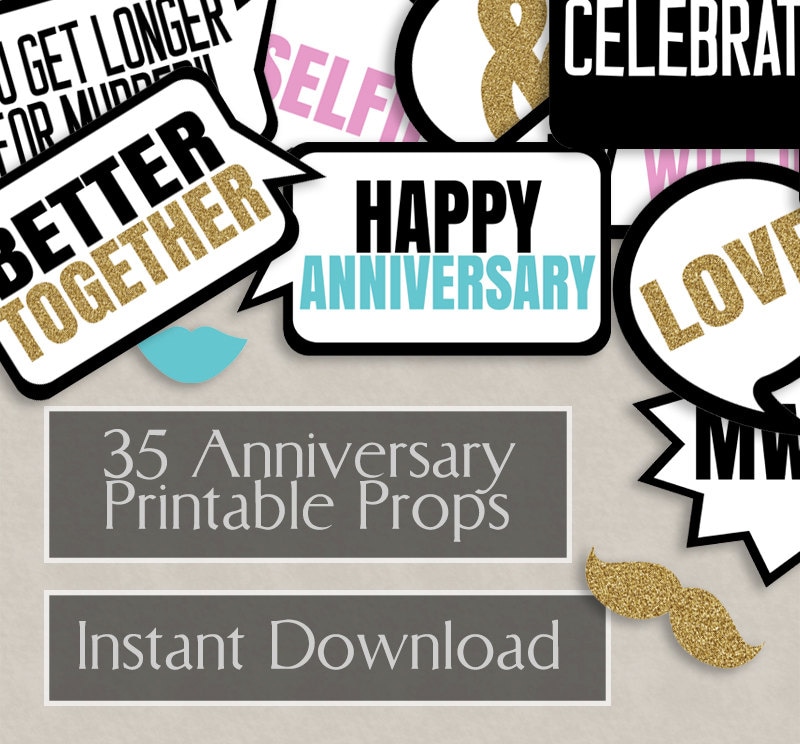 35 Anniversary Printable Photo Booth Printable Props Etsy