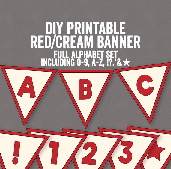 Diy Retro Red And Cream Bunting Printable 1950s Style Etsy