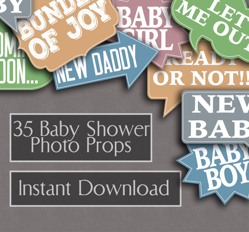 35 Baby Shower Printable Photo Booth Props Photobooth Etsy