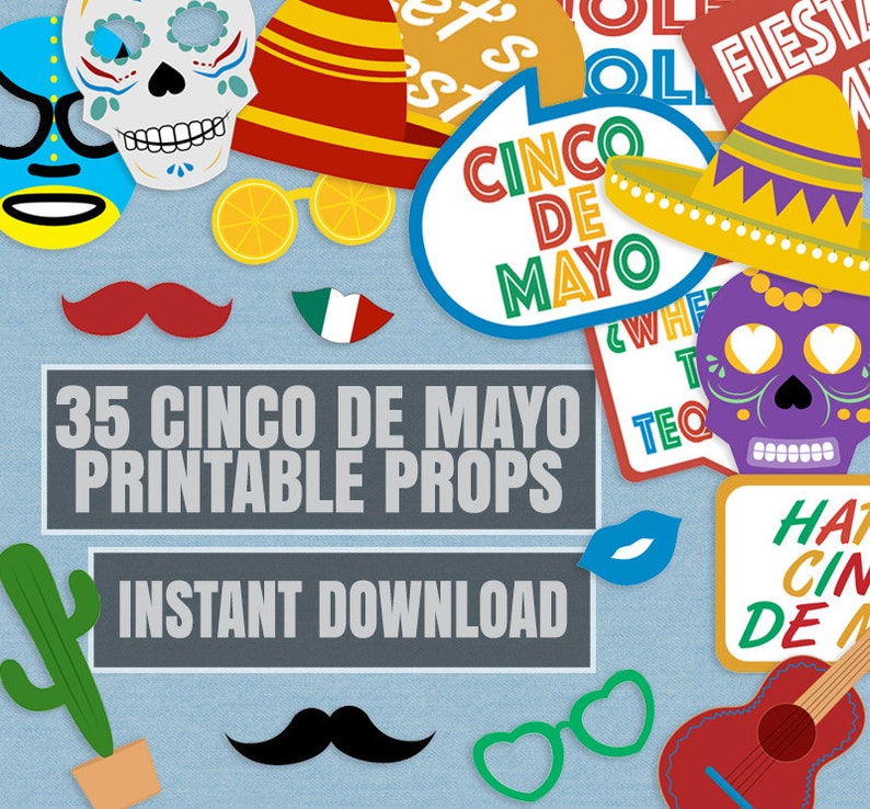 35 Cinco De Mayo Prop Printables Mexican Party Props Cinco - Etsy UK