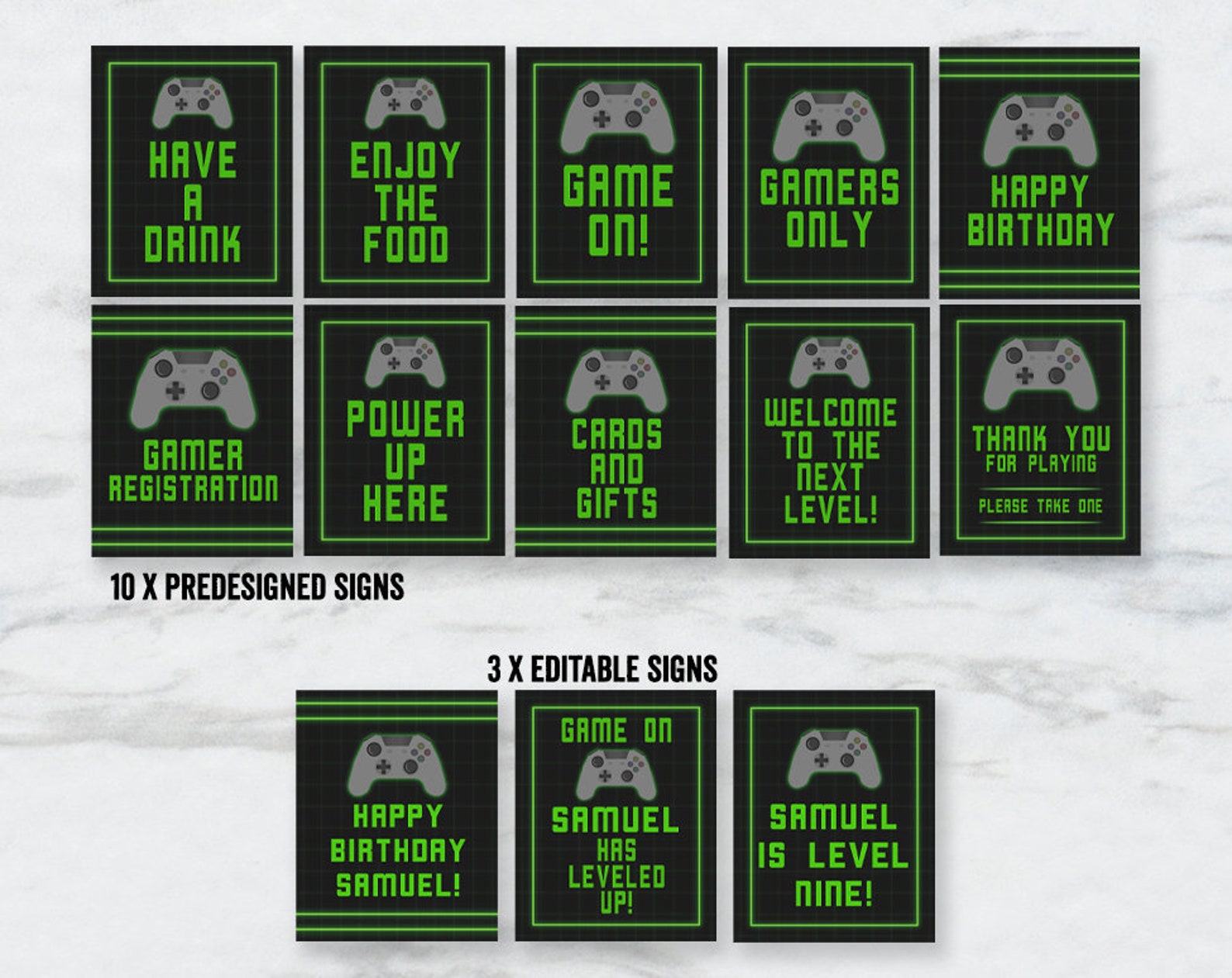 Printable Gamer Party Signs Editable Gaming Party Signs | Etsy
