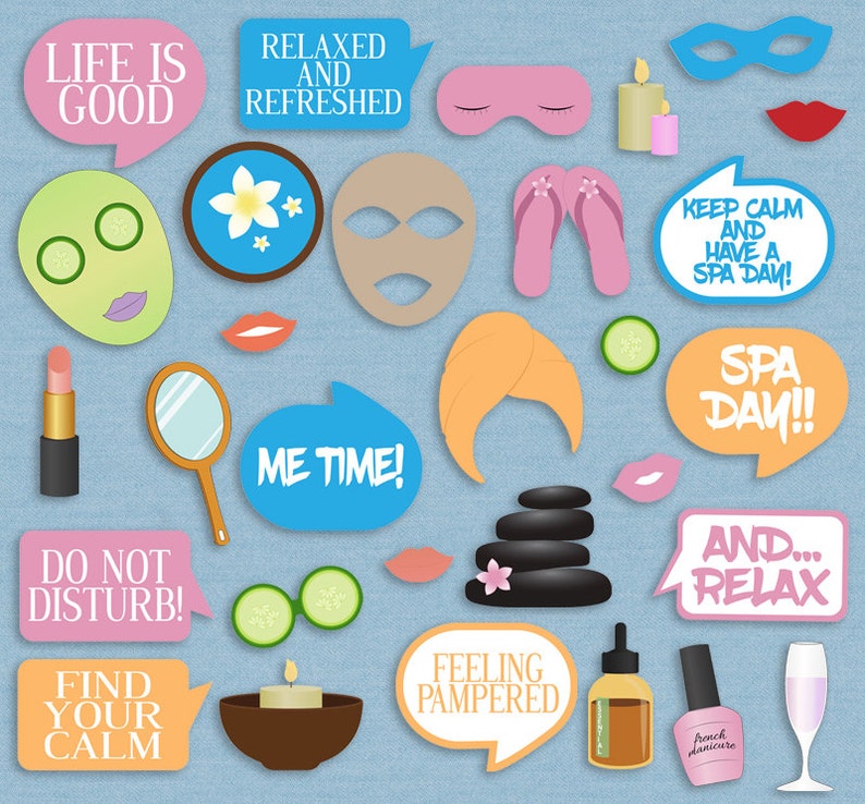30 Spa Day Printable Props Girls Night in Photo Booth Props - Etsy UK