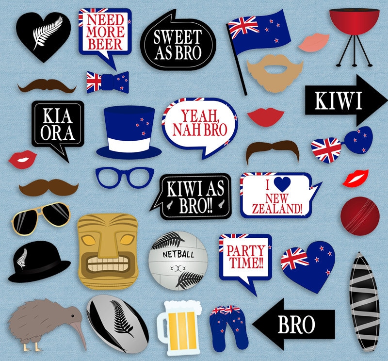 35 New Zealand Photo Booth Props Kiwi Themed Party Props I Etsy UK