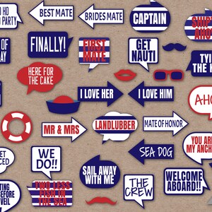 35 Nautical Wedding Photo Booth Printable Props, Nautical Photobooth Props, Beach Wedding Props ...