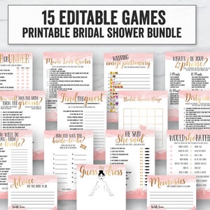 Editable Bridal Shower Game Bundle, edit and print your own bridal games, printable games for bridal shower bundle, instant download, W14