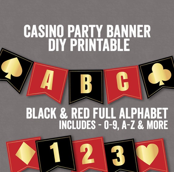 Casino Night Party Printable Decor Casino Bunting Diy Party Etsy