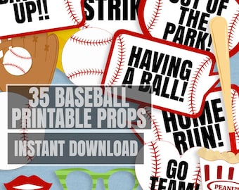 35 Baseball Party Props Baseball Party Theme Prop Printables - Etsy