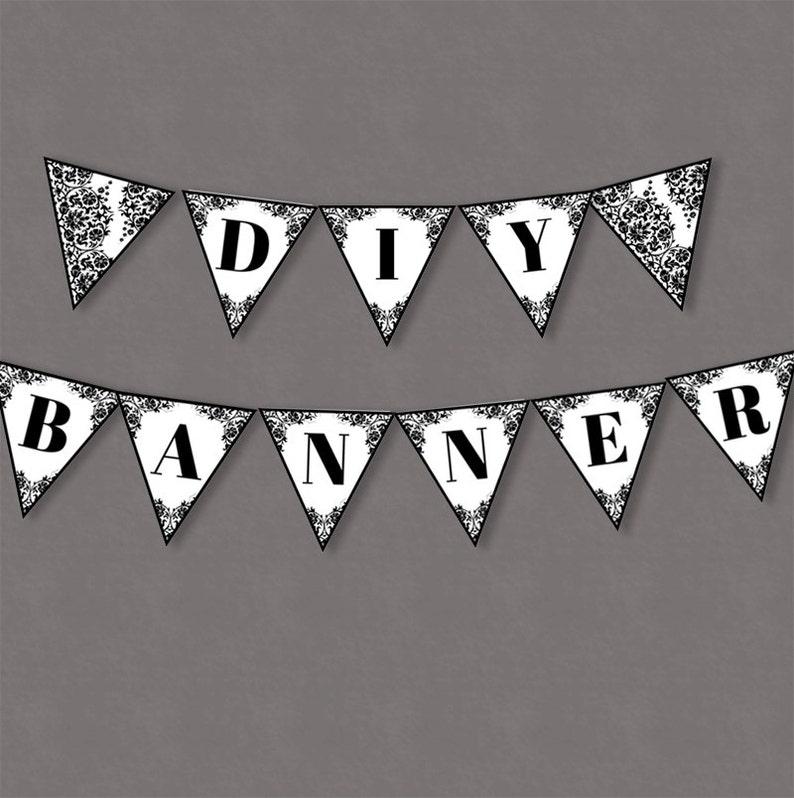 lace bunting printable diy banner downloadable alphabet etsy