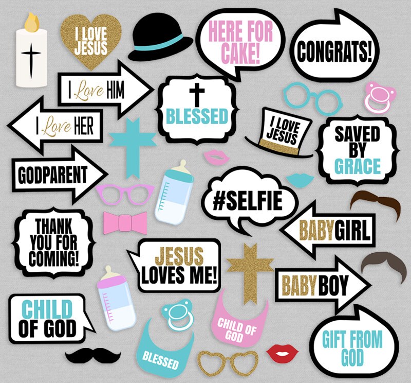 35 Christening Photo Booth Props Props for Christening Baby Etsy