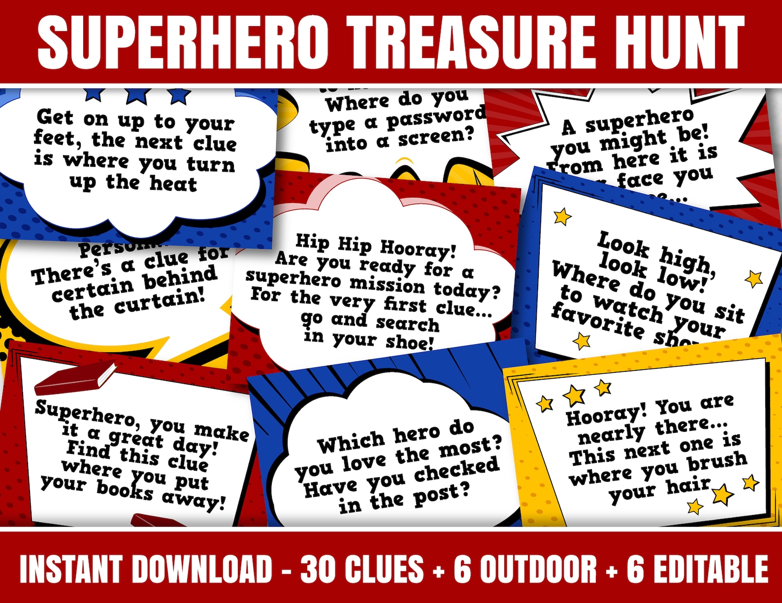 Superhero Treasure Hunt Printable Birthday Scavenger Hunt Etsy UK