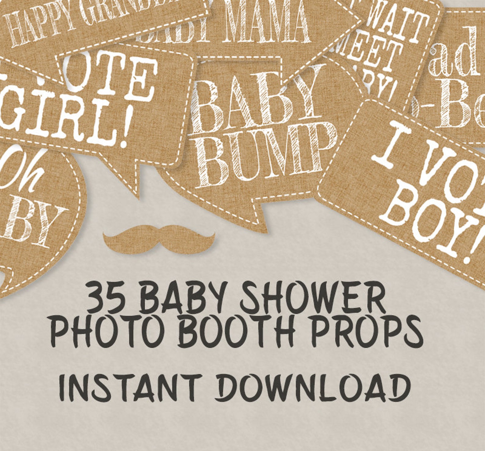 35 Rustic Baby Shower Printable Props Speech Bubbles Party Etsy UK