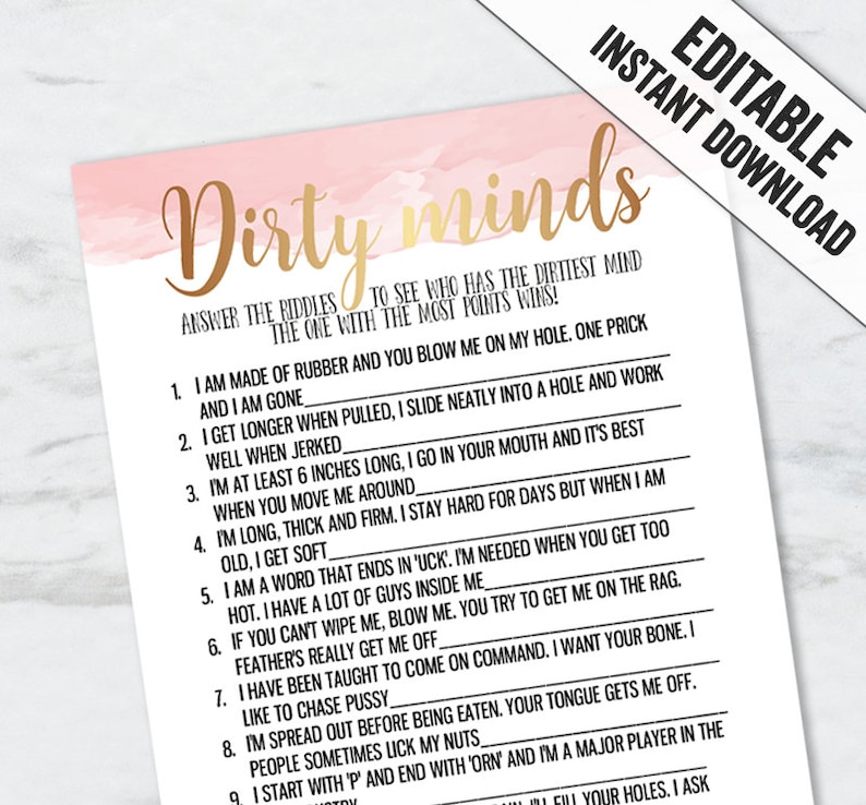 Editable Adult Bridal Shower Games Instant Download Dirty Etsy