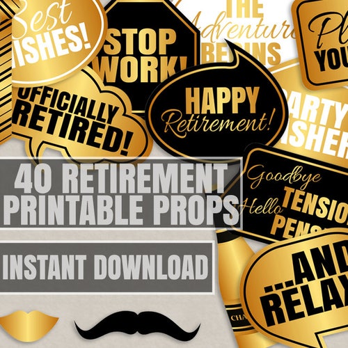 Printable Retirement Photo Booth Props Retirement Party Etsy