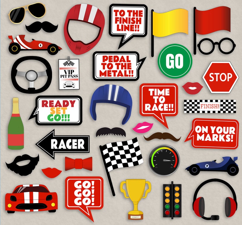35 Race Car Themed Party Photo Props Racing Car Party Decor - Etsy UK