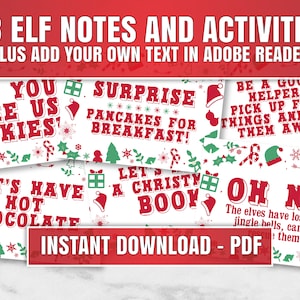 Druckbare Weihnachtselfennotizen und Aktivitäten, druckbare Elfennotizen, Sofortiger Download Elfenideen, fügen Sie Ihren eigenen Text hinzu, bearbeitbare Elfennotizzeichen