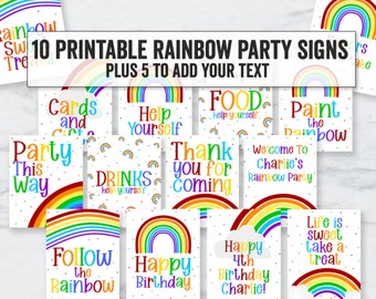 Printable Rainbow Party Signs, Editable rainbow party signs and games, Printable rainbow signs, Welcome to the rainbow party signs, RB1