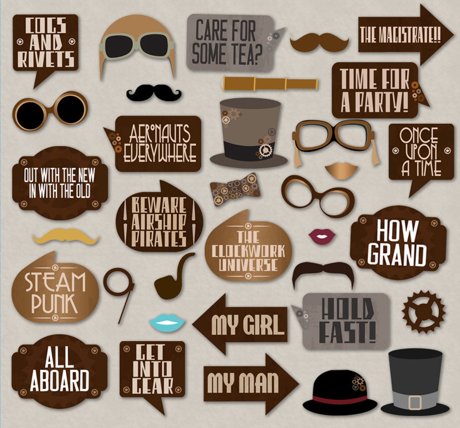 35 Steampunk Party Photo Booth Props Steampunk Theme Party - Etsy UK