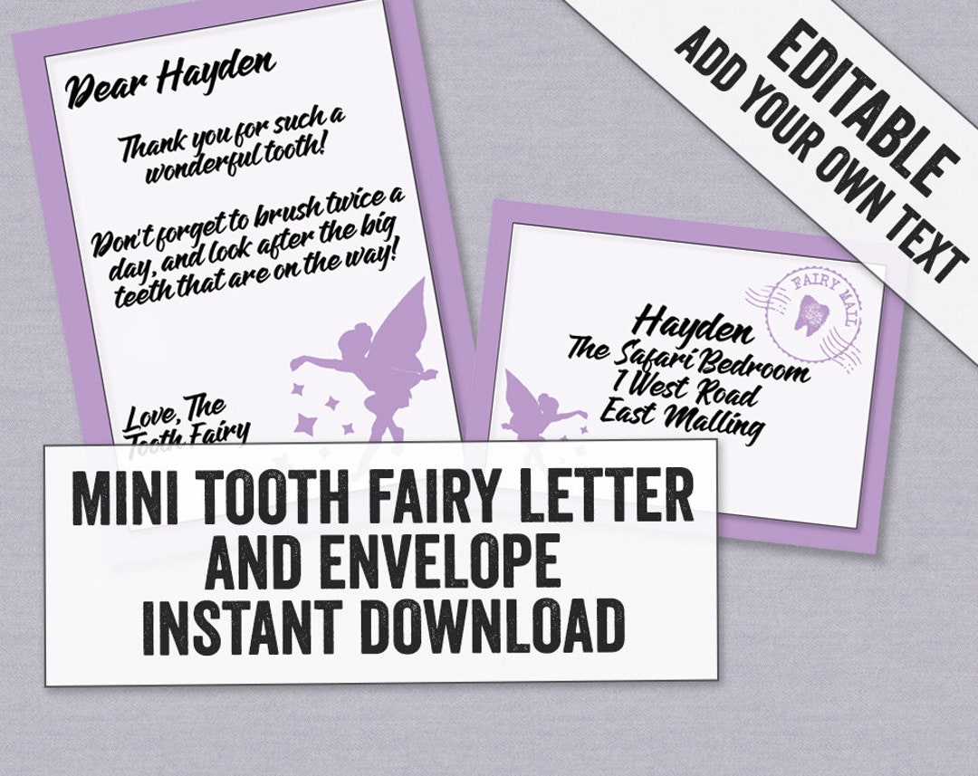 Mini Printable Tooth Fairy Letter, Mini Purple Toothfairy Letter ...