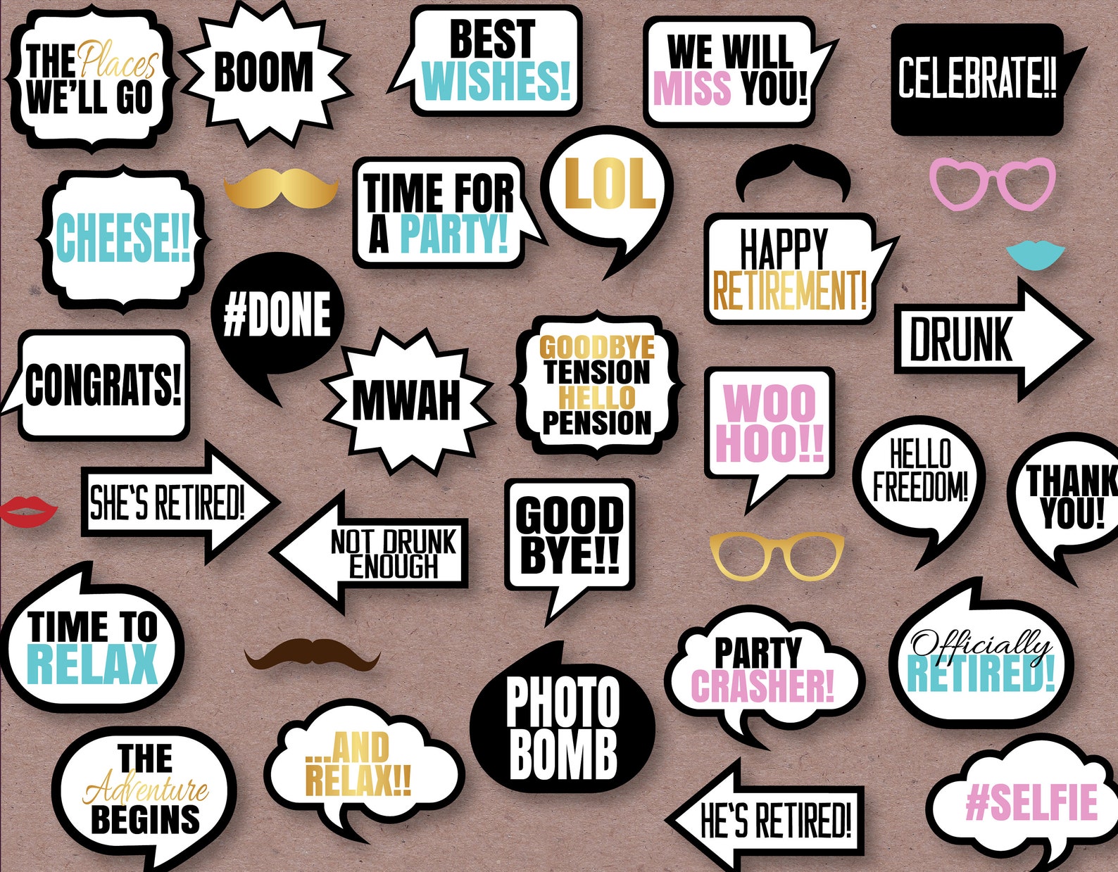 35 Retirement Photo Booth Prop Printables Retirement Party Etsy