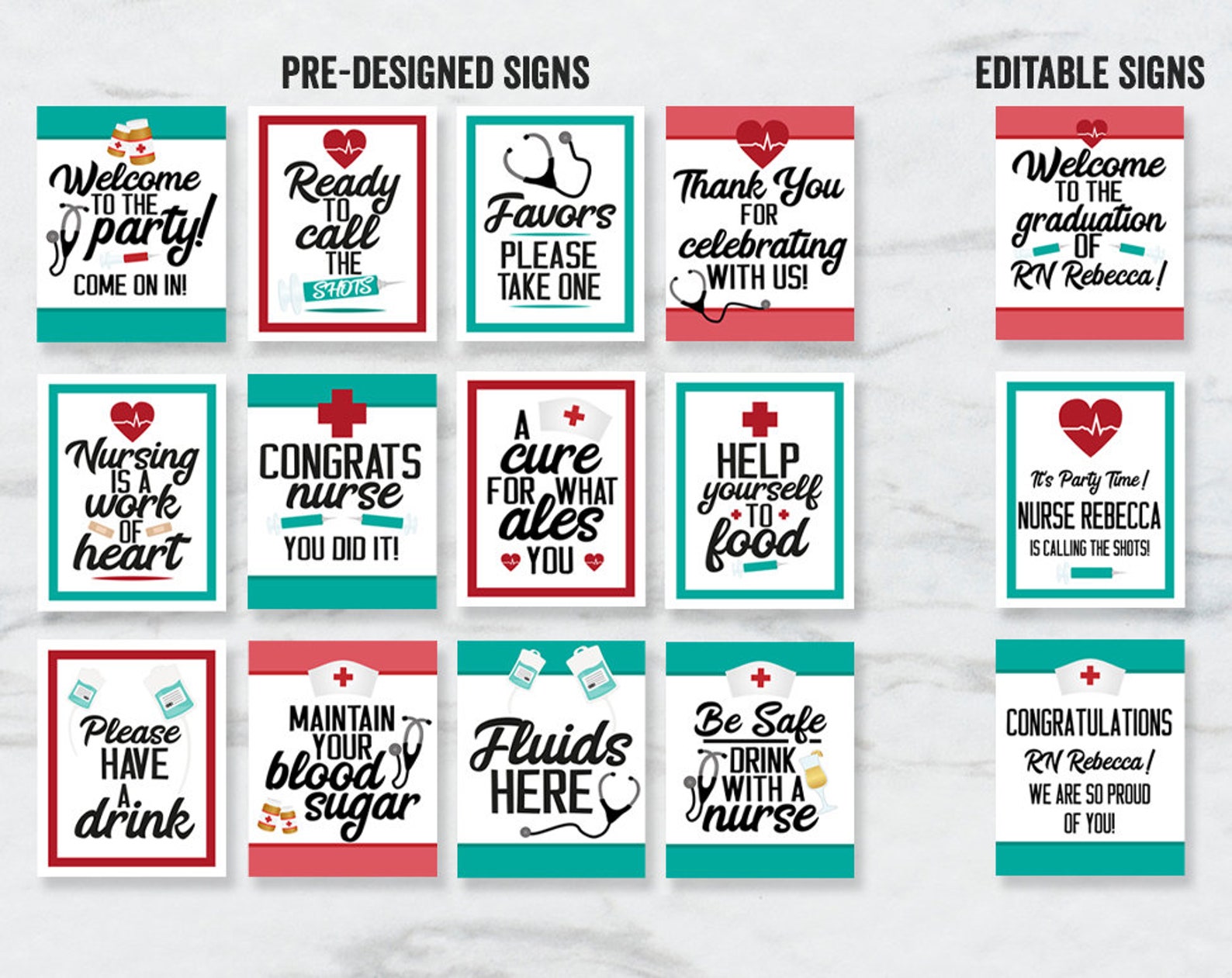 Editable Nurse Graduation Party Bundle Printable DIY Nursing | Etsy