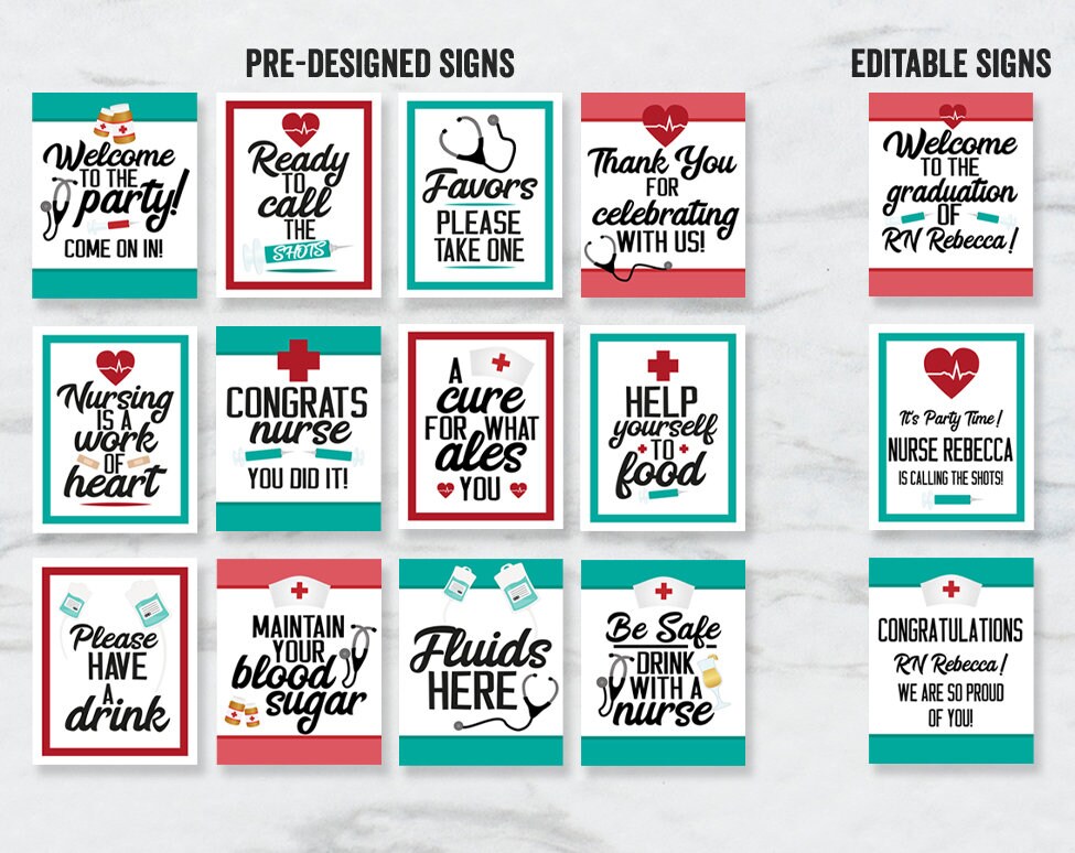 Editable Nurse Graduation Party Bundle Printable DIY Nursing | Etsy