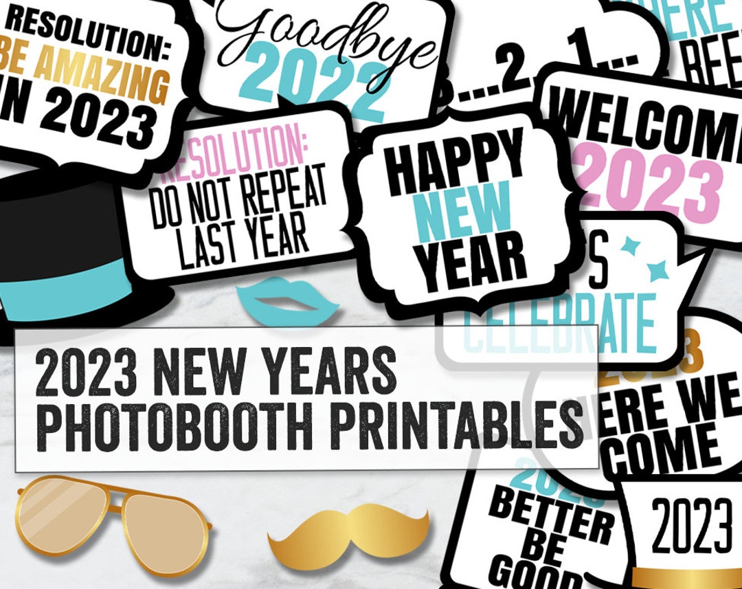New Years Photo Booth Props, 2023 New Years Party Photo Booth Printable ...
