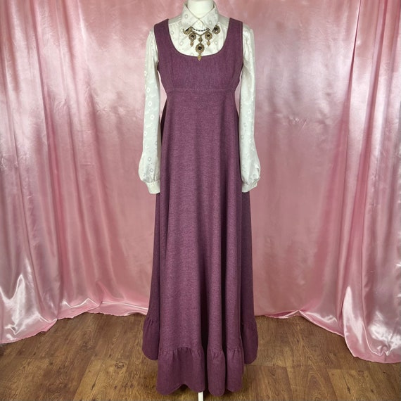 Vintage 1970s Purple empire line flared sleeveles… - image 1