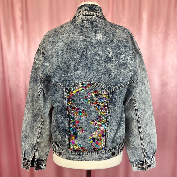 Reworked Vintage 1980s acid wash bejewelled denim… - image 6